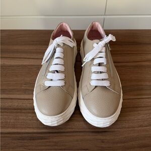 EUC - Women's Tan Sneakers with White Laces